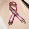 Adjustable wide pink and silver striped fabric bag strap with silver metal swivel hooks - Rose Red and Silver (Silver Buckle)
