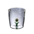 Transparant glas met 3D zonnebloem sculptuur aan de basis voor sap en thee - 350ml / Zonnebloem Beker