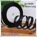 1cm wide black satin ribbon 22 meters long for gift wrapping and hair DIY - 39# Black