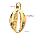 Golden cowrie shell charm in stainless steel with 2.4cm height and 2g weight details - BXGPJ096-Metal Shell Accessory