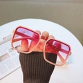 Pink oversized square sunglasses with purple gradient lenses for a retro summer style - Pink Frame Purple Pink Lens
