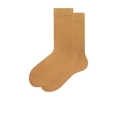Gestrickte mittellange Socken in Ingwergelb mit elastischem Rippbündchen und Flachgewebe - Süßholzgelb