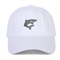 White cotton baseball cap with detailed shark embroidery and a curved brim - Adjustable / White
