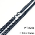 Men's retro black stainless steel Cuban chain necklace, 660x10mm 135g vintage jewelry - 10mm Black (KN283453-KFC)