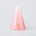 Pink quartz cone-shaped crystal ring holder with smooth finish and natural textures - Rose Quartz Ring Holder