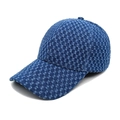 Dettaglio cappello da baseball in denim blu scuro con texture a rombi 3D e stile usurato - M (56-58cm) / Blu scuro