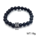 Black lava and matte stone beaded bracelet with letter J charm in 8mm size - Letter J (KB122506-Z) / 8mm