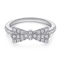 925 silver pavé bow ring featuring sparkling cubic zirconia and white metal finish - Tl-444