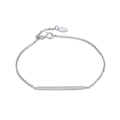 Silver 925 chain bracelet with cubic zirconia row and adjustable spring clasp closure - Platinum Plated Long Bar CZ Fine Chain Bracelet 1.5g