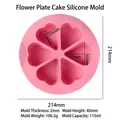 Roze siliconen bakvorm met 6 bloem- en hartvormen, 214mm diameter met maten - Bloemenschijf Bakvorm