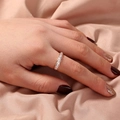 Adjustable rose gold ring featuring micro-paved white zircons on a hollow patterned band - SE703 Inlaid Diamond