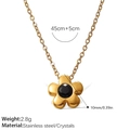 Golden stainless steel daisy flower necklace with crystals and size specifications - XL386BKG Black Stone Gold Flower Necklace