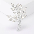Zilveren korenaar broche met kristallen en een elegant olijftak takje ontwerp - Zilver