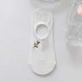 White cotton low-cut no-show socks with delicate plant fruit embroidery and ribbed cuffs - Loquat