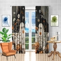 Detalle de cortinas de Halloween en poliéster con diseños de fantasmas y calabazas - Halloween Calavera Floral (130*160CM)