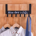 Black over-the-door hook with 6 racks featuring cartoon panda and Nice Day print - Cartoon Panda (Nice Day) / 6 Hooks / Black