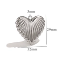 Textured silver hollow heart pendant in polished stainless steel with 32mm width - R110-Silver-Vertical Stripes