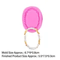 Pink silicone vintage oval wreath mold for chocolate fondant with finished samples - Style 1 / Pink
