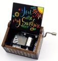 Hand-cranked wooden music box with colorful You are my Sunshine sunflower design inside - Sunshine 01