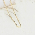 Collar chapado en oro de 14K con eslabones ovales planos texturizados para mujer - Cadena de ondas de agua