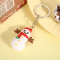 Cute Christmas snowman PVC keychain with red hat and scarf on a warm gift setting - Snowman (Silver Keychain)