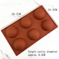 6-holte siliconen halve bol vorm voor chocolade en bakken 28.7x16.5cm bruin - 6 Holtes Grote Halve Bol / Bruin