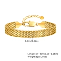 Detail of gold mesh bracelet with size specs 0.8cm width and 17+3cm adjustable length - Gold 8mm*17+3cm
