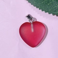 Pendentif cœur rouge dépoli avec bélière en métal argenté pour bijoux DIY - 65-Rouge Givré