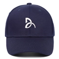 Navy blue cotton baseball cap with white 3D embroidery and curved brim for sports - Adjustable / Navy Blue