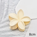 Matte cream yellow 8cm plumeria flower hair claw clip for elegant summer styling - Beige Matte 8cm