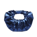 Elegante borsa a mano pieghettata blu elettrico metallizzato con manico rotondo - Blu
