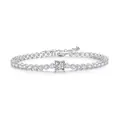 Bracelet tennis cube en argent S925 avec moissanite carrée et chaîne ajustable - Moissanite 1ct (Sans Certificat) / Pierre Principale de 5,5mm