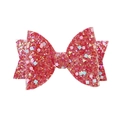 Detail of pink glitter bow accessory for tumbler cups with colorful sparkling sequins - Red