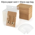 50 sets of 6x9cm kraft and white jewelry display cards with clear OPP packaging bags - 6x9cm Kraft Card Set (50Pcs)