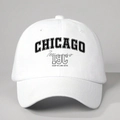 Witte katoenen baseballpet Chicago met zwarte vintage opdruk en verstelbare sluiting achter - Eén maat / Wit