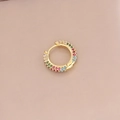 Chic 18K gold plated hoop earrings with colorful pavé rainbow cubic zirconia crystals - 1# Multicolor Single