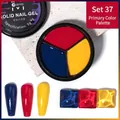 Solid nail gel palette with primary red, blue, and yellow colors for UV LED art - Primary Colors Universal Palette #37