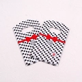Mini plastic gift bag with black and white polka dots, red bow and Love Story print - No. 89 (Love Story Dot)