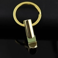 Golden metal keychain bottle opener with glossy reflective finish and sleek round ring - Gold Cylinder Opener (X-999)
