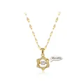 Golden hexagram necklace with sparkling dancing stone and water wave chain - Lips Chain / Gold