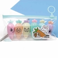 Set of 6 mini carrot-shaped highlighters in macaron colors with cute expressions - Carrot