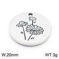 Silver stainless steel 20mm round daisy flower pendant charm weighing 3g - Daisy-Silver (KLJ8044-Z)
