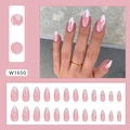Pink almond press-on nails with white cream drip and colorful sprinkles, 24-piece set - Cartoon Ice Cream Glue Type (W1650)