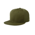 Army green flat brim snapback baseball cap in premium cotton twill fabric - Army Green