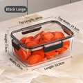Set of 2 large airtight bento boxes with black clips and clear body for food storage - 2 Pcs/Set / Large No Grid - Black