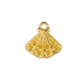 Detailed view of a golden fan-shaped stainless steel pendant with textured circular pattern - Gold Fan (Blank)