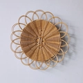 Decorazione da parete artigianale in rattan intrecciato color legno chiaro naturale - Decorazione Murale Fiore in Imitazione Midollino 30CM