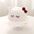 Dettaglio cappello sole neonato con ricamo gatto, orecchie 3D e un fiocco rosso - 46cm(5-15 mesi) / Rosso