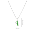 Silver necklace with green cat-eye bamboo pendant and zircons, size 20.2mm by 8.0mm - Green Bamboo - Silver Chain (A077)