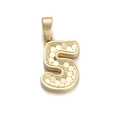 Minimalist gold number 5 pendant with honeycomb texture and polished finish for jewelry - Number 5